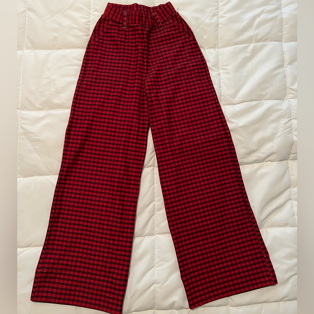 XXS Sample BlackMilk Gingham Blood Moon Wide Cropped Pants